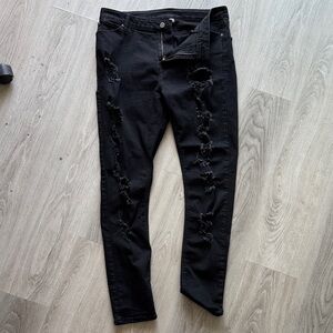 Black Distressed Ripped Slim Jeans “Sixth June”